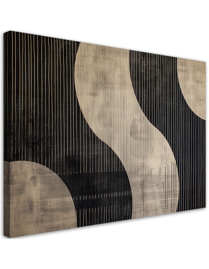 Bedroom canvas print - Beige Retro Abstraction | FEEBY