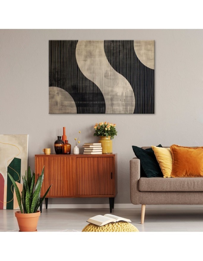 Bedroom canvas print - Beige Retro Abstraction | FEEBY
