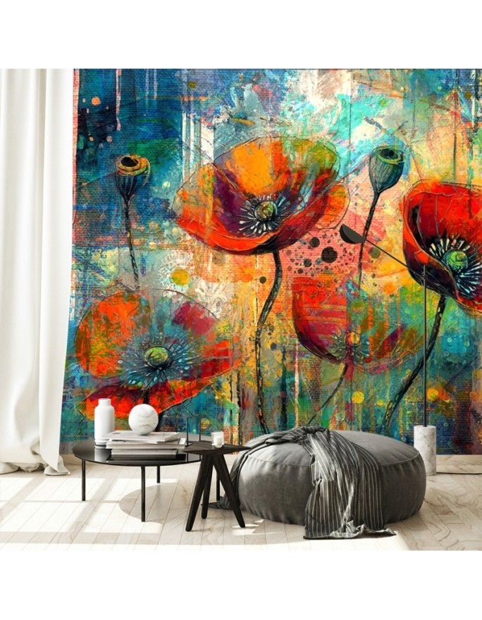 Modern wallpaper - Abstract Flowers Poppies | FEEBY