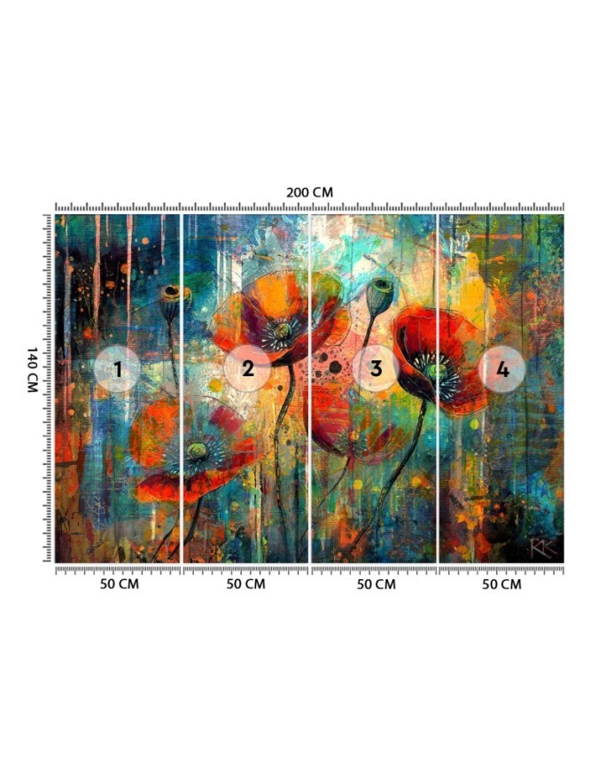 Modern wallpaper - Abstract Flowers Poppies | FEEBY