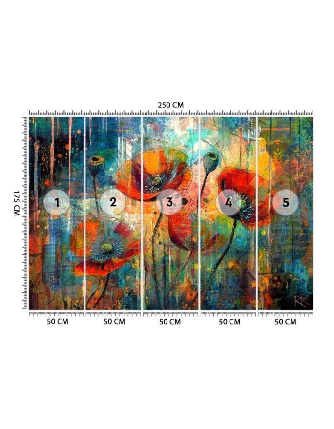 Modern wallpaper - Abstract Flowers Poppies | FEEBY