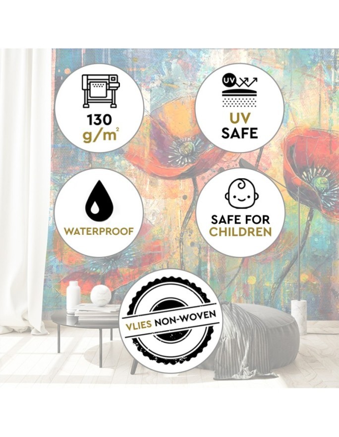 Modern wallpaper - Abstract Flowers Poppies | FEEBY