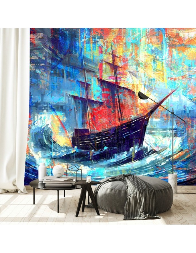 Wall mural for living room - Ship at sea | FEEBY