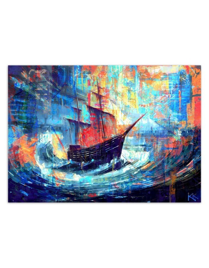 Wall mural for living room - Ship at sea | FEEBY
