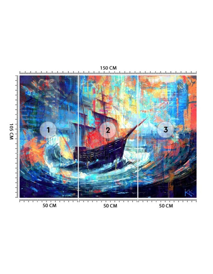 Wall mural for living room - Ship at sea | FEEBY