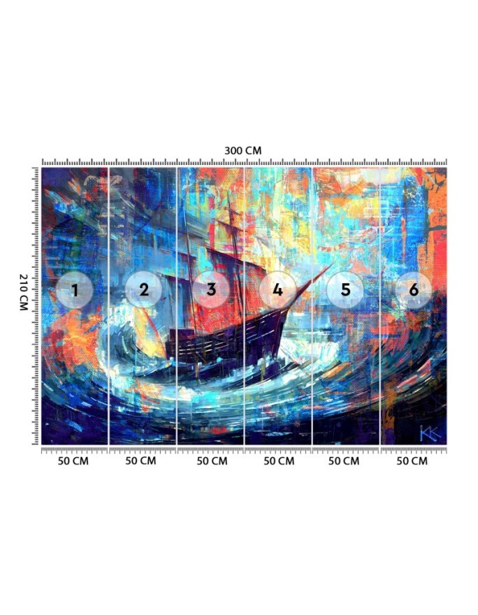 Wall mural for living room - Ship at sea | FEEBY