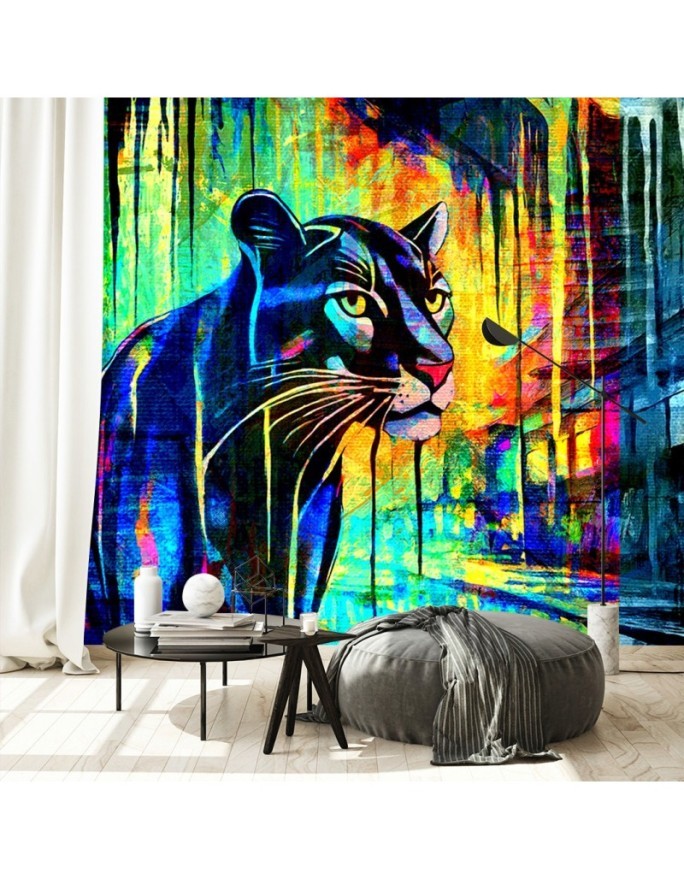 Wall mural for bedroom - Panther Animals Abstraction | FEEBY