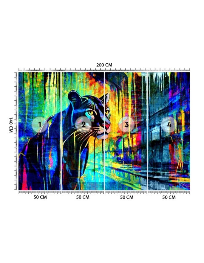 Wall mural for bedroom - Panther Animals Abstraction | FEEBY