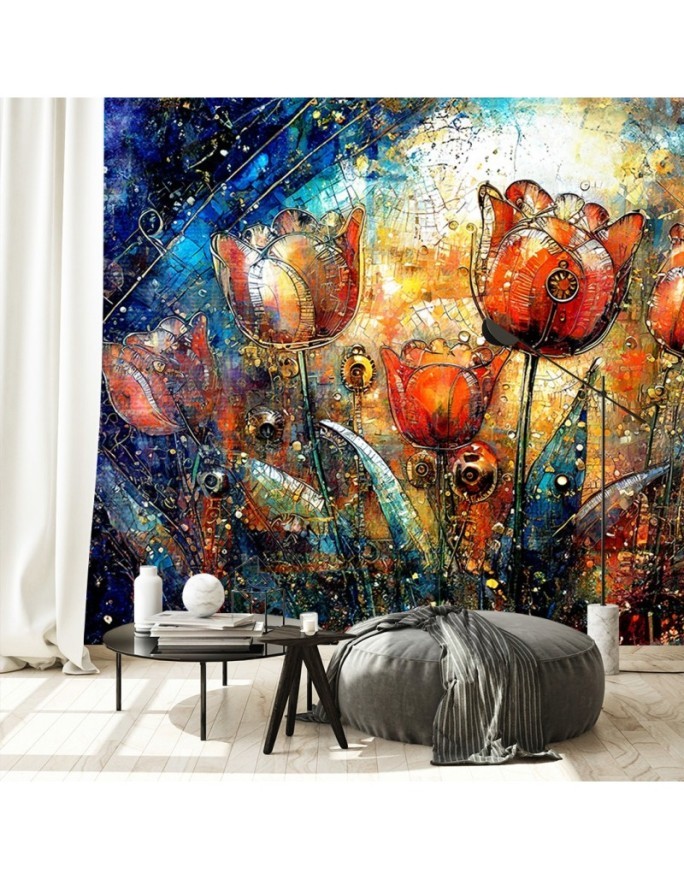 Modern wall mural - Abstract Flowers Colorful | FEEBY
