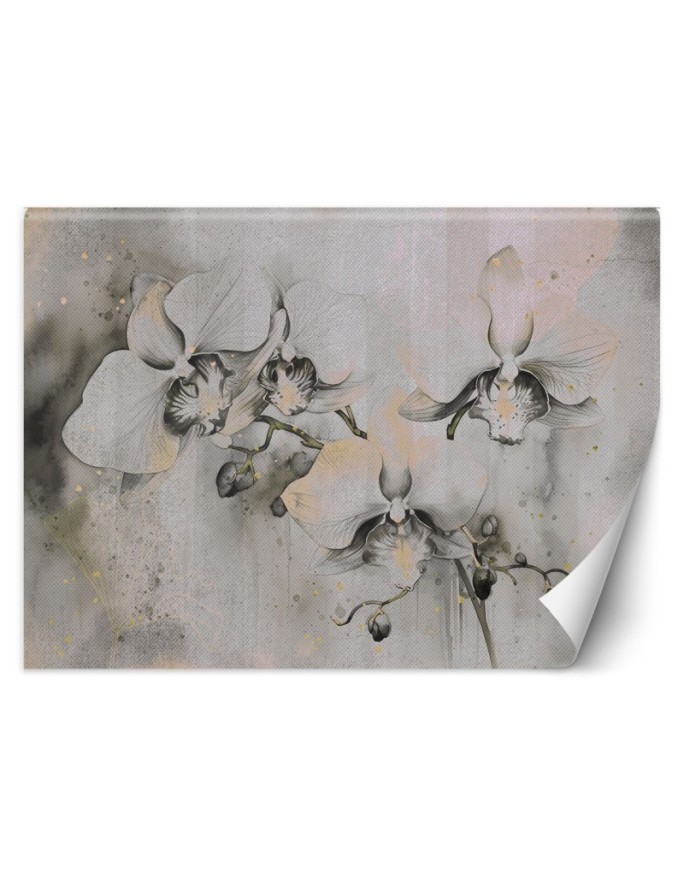 Wall mural for living room - Flowering orchids abstract | FEEBY