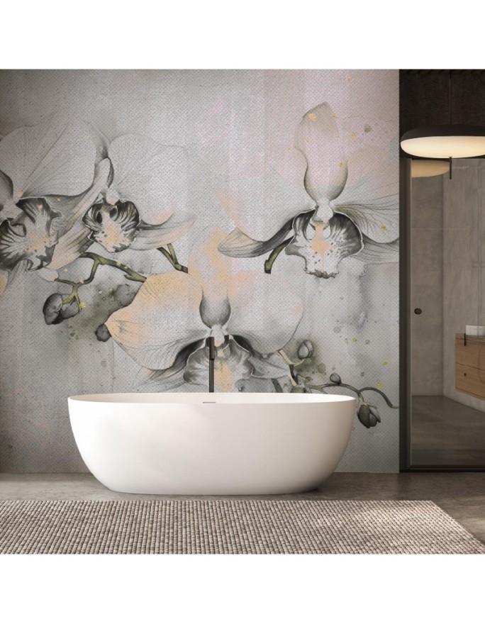 Wall mural for living room - Flowering orchids abstract | FEEBY