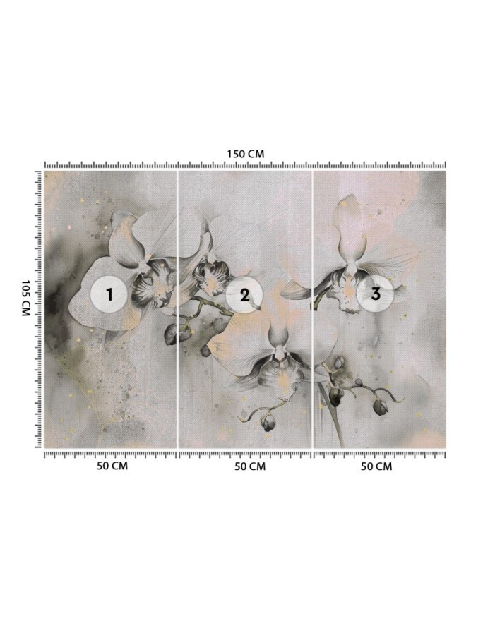 Wall mural for living room - Flowering orchids abstract | FEEBY