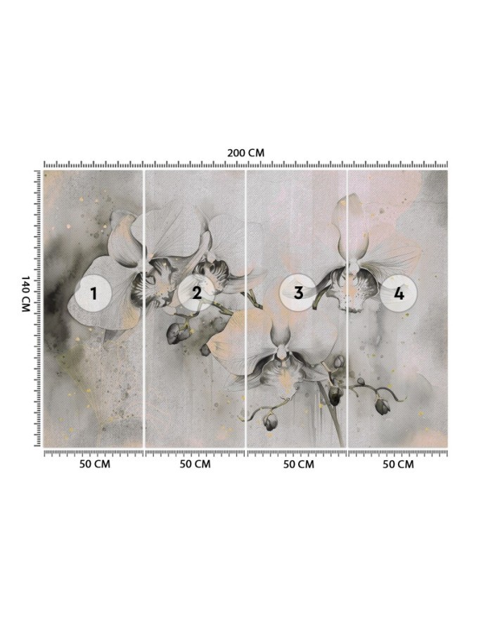 Wall mural for living room - Flowering orchids abstract | FEEBY