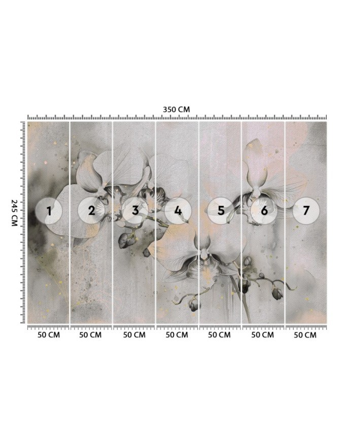 Wall mural for living room - Flowering orchids abstract | FEEBY