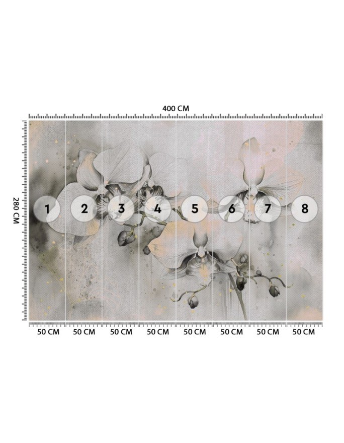 Wall mural for living room - Flowering orchids abstract | FEEBY