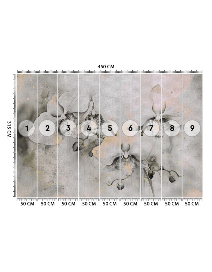 Wall mural for living room - Flowering orchids abstract | FEEBY