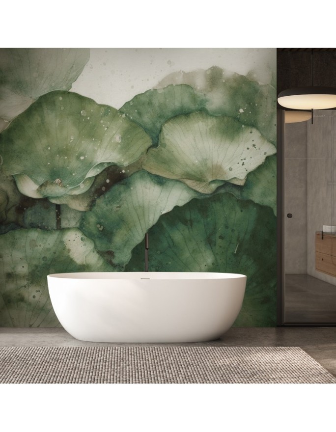 Modern wall mural - Green lotus leaves | FEEBY