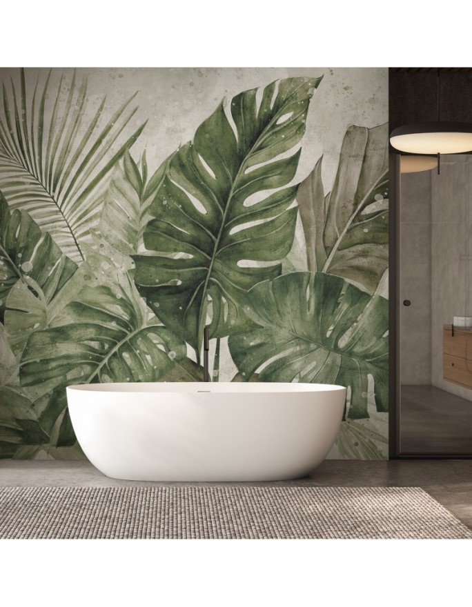 Unique wall mural - Tropical monstera leaves | FEEBY