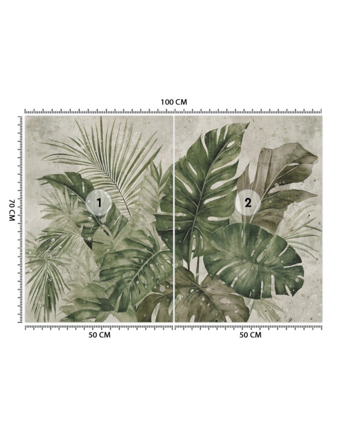 Unique wall mural - Tropical monstera leaves | FEEBY
