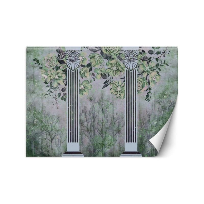 Wall mural for living room - Ancient columns and flowers | FEEBY