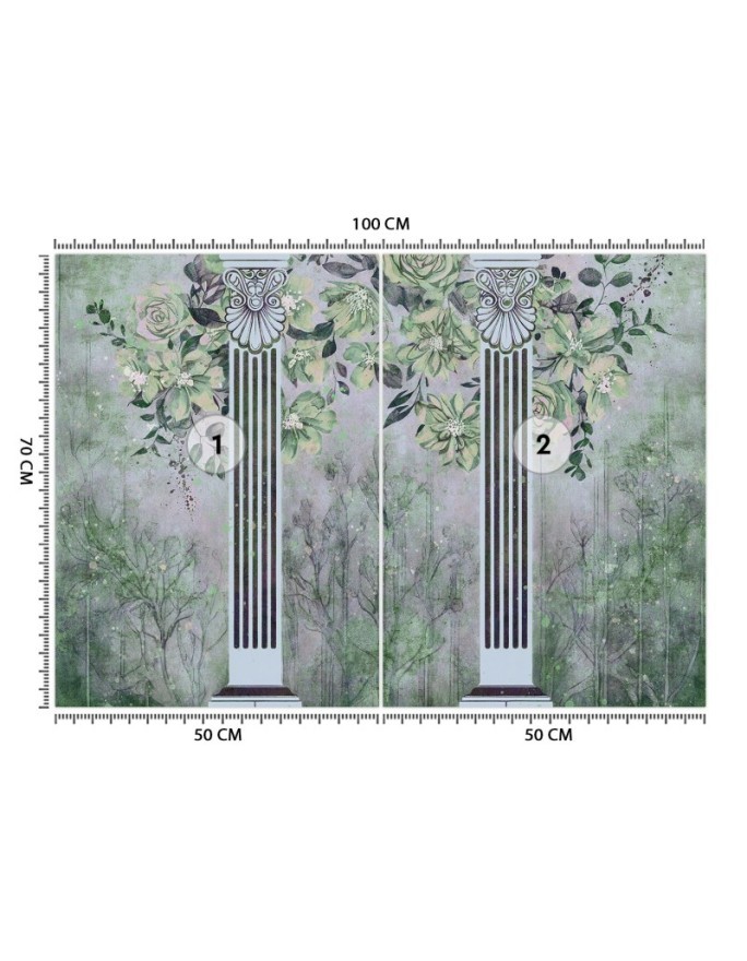 Wall mural for living room - Ancient columns and flowers | FEEBY