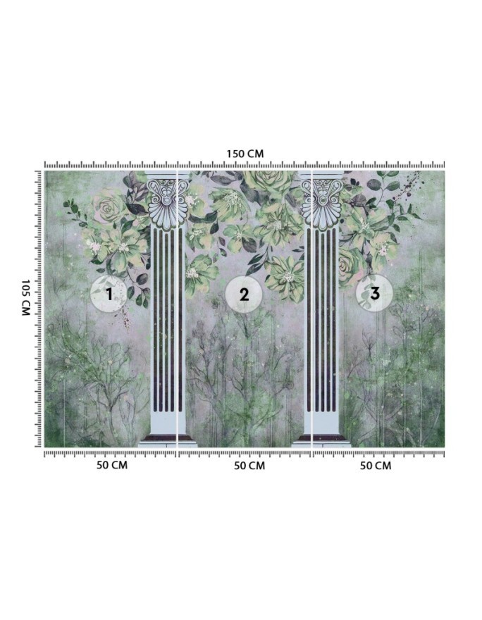 Wall mural for living room - Ancient columns and flowers | FEEBY
