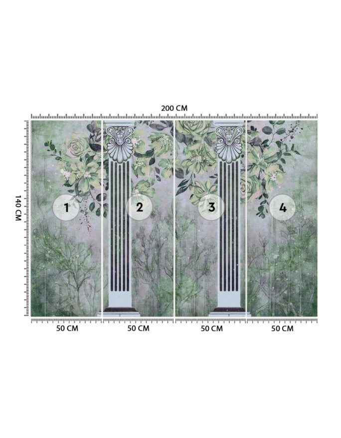 Wall mural for living room - Ancient columns and flowers | FEEBY