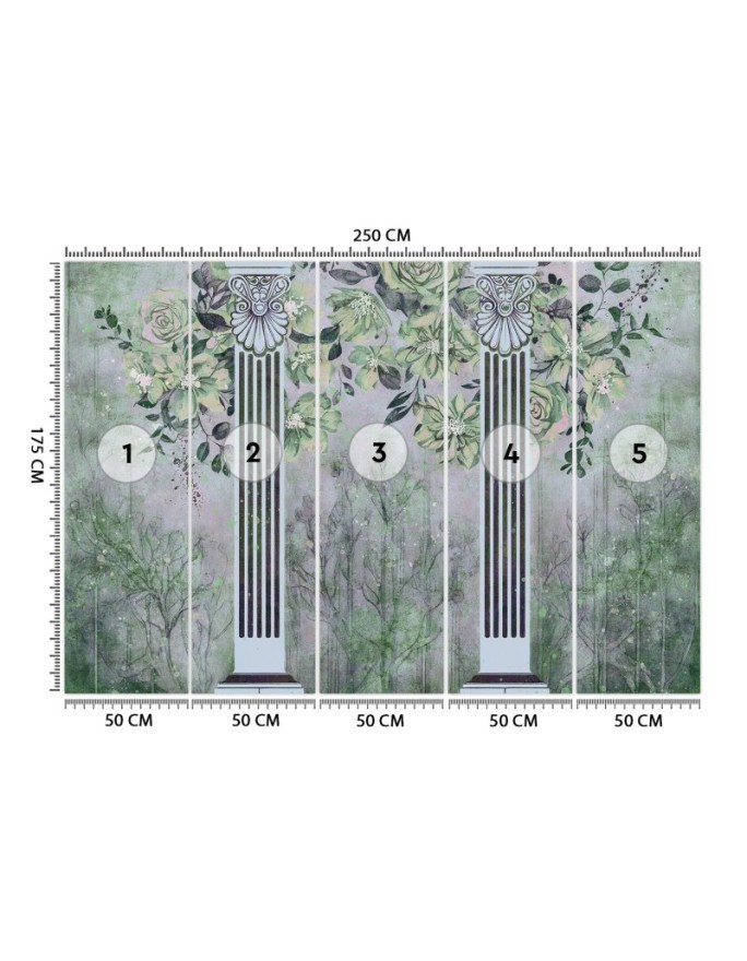 Wall mural for living room - Ancient columns and flowers | FEEBY