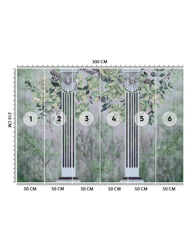 Wall mural for living room - Ancient columns and flowers | FEEBY