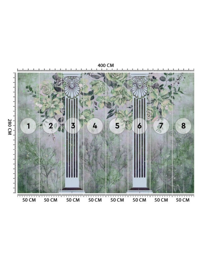 Wall mural for living room - Ancient columns and flowers | FEEBY