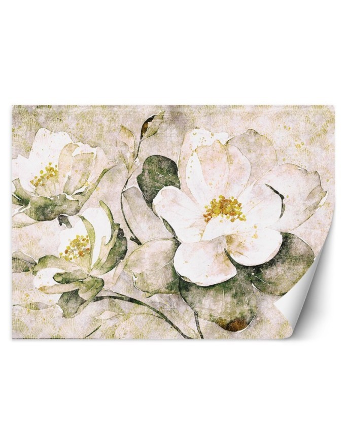 Wall mural for bedroom - White flowers nature | FEEBY