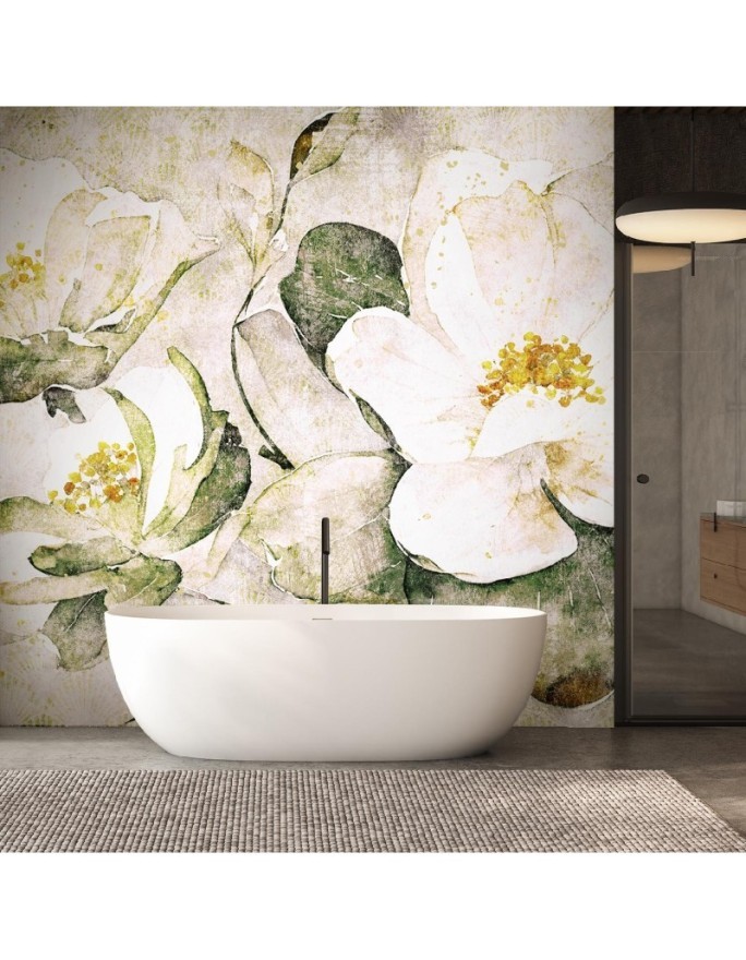 Wall mural for bedroom - White flowers nature | FEEBY
