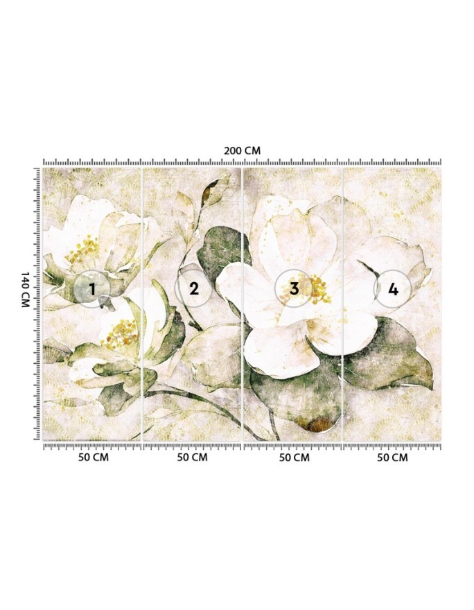 Wall mural for bedroom - White flowers nature | FEEBY