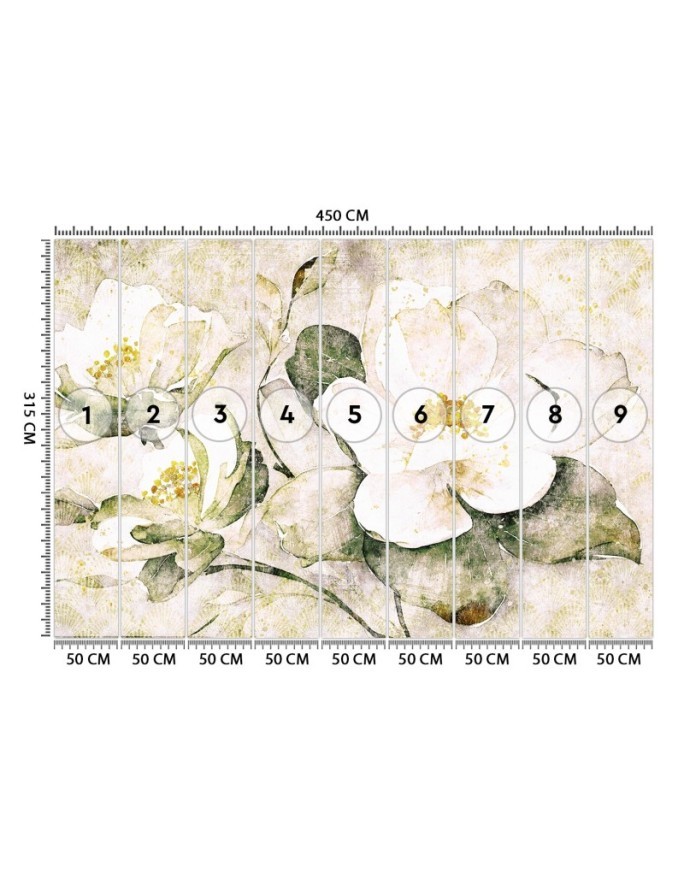 Wall mural for bedroom - White flowers nature | FEEBY