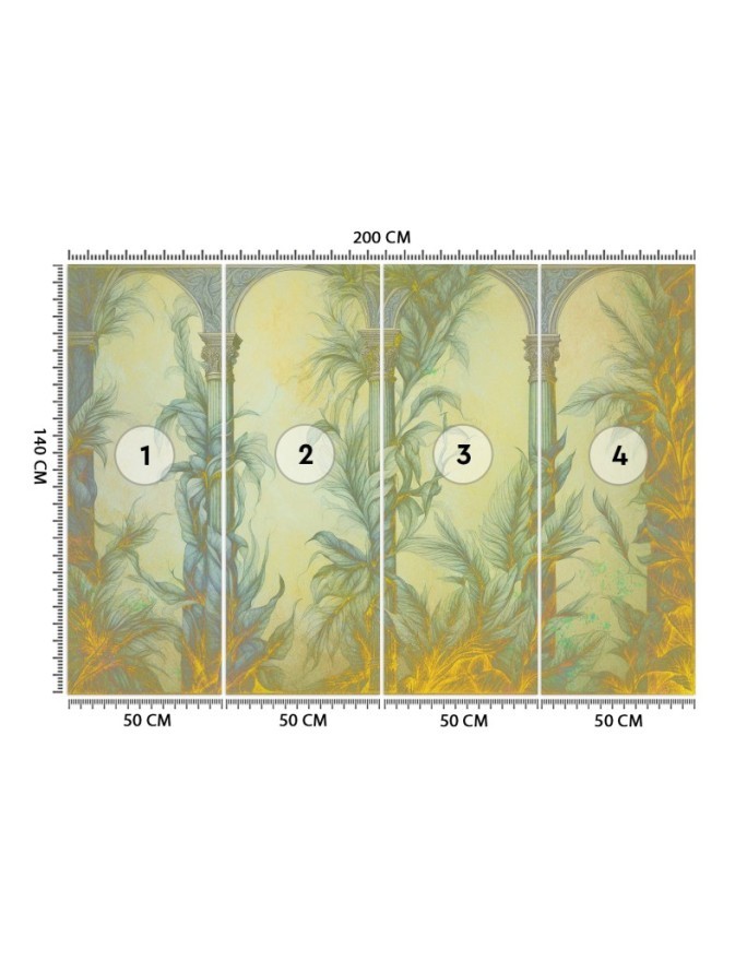 Wall mural - Boho columns and leaves | FEEBY