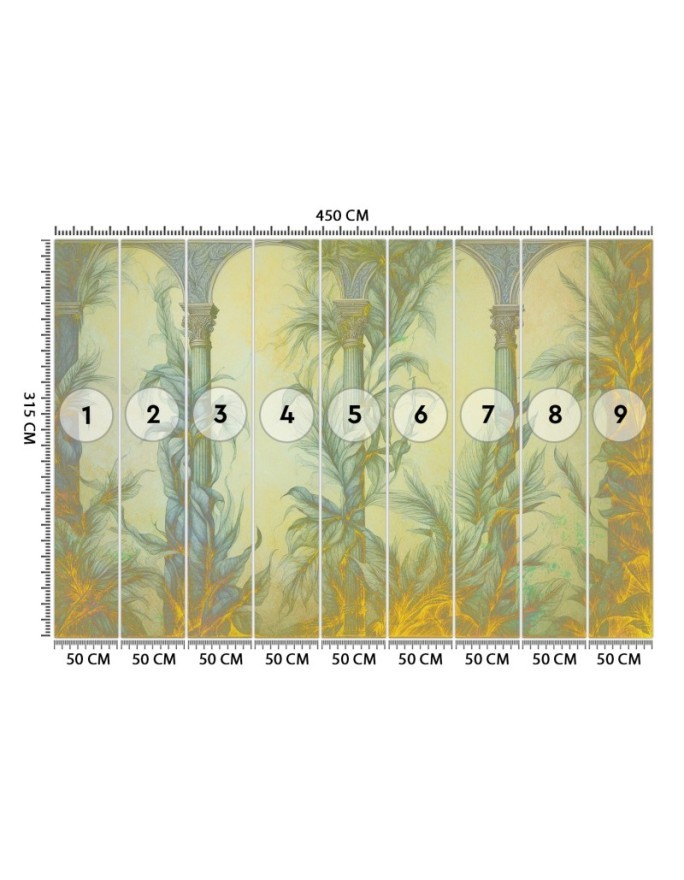 Wall mural - Boho columns and leaves | FEEBY