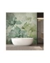 Wall mural for living room - Green flowers watercolor | FEEBY
