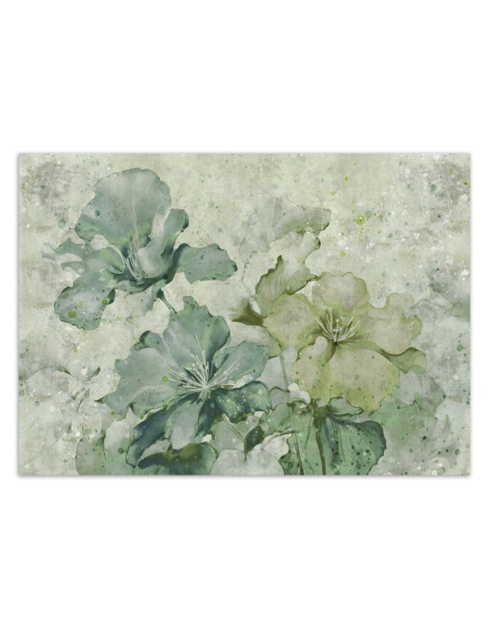 Wall mural for living room - Green flowers watercolor | FEEBY
