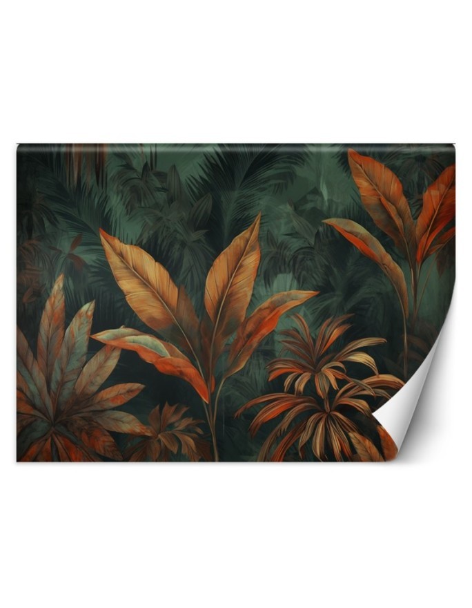 Modern wall mural - Orange tropical leaves | FEEBY