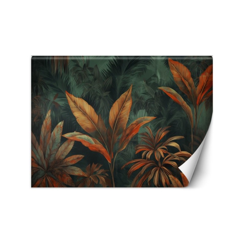 Modern wall mural - Orange tropical leaves | FEEBY