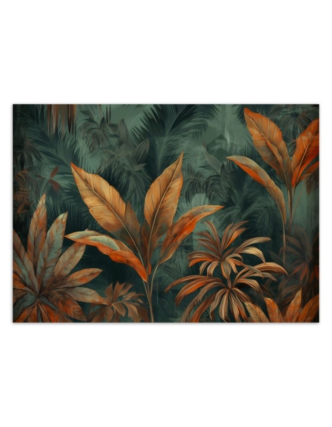 Modern wall mural - Orange tropical leaves | FEEBY