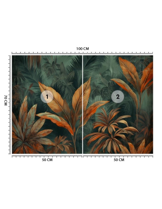 Modern wall mural - Orange tropical leaves | FEEBY