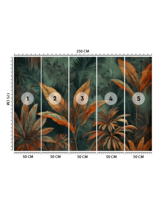 Modern wall mural - Orange tropical leaves | FEEBY