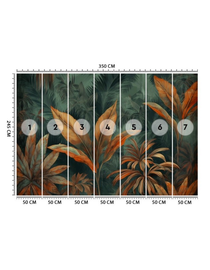 Modern wall mural - Orange tropical leaves | FEEBY