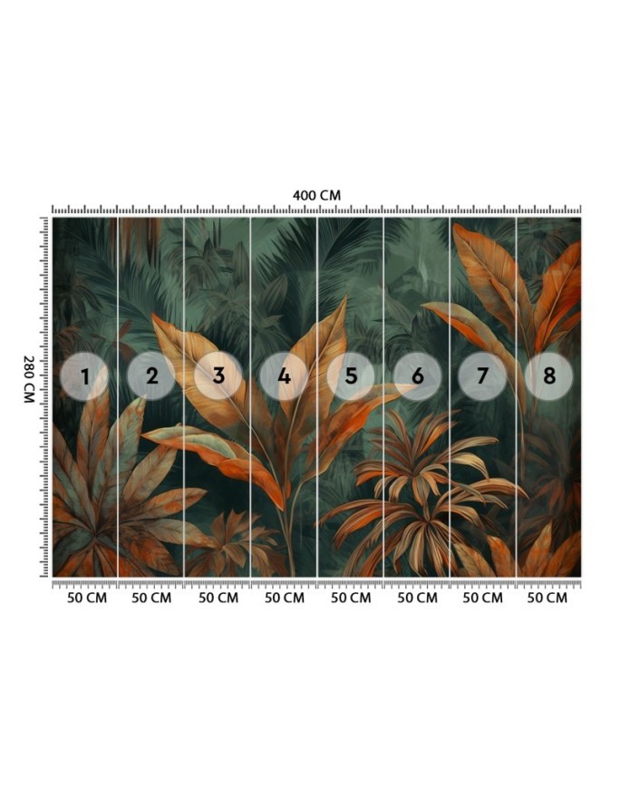 Modern wall mural - Orange tropical leaves | FEEBY