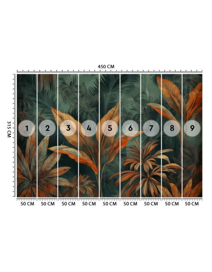 Modern wall mural - Orange tropical leaves | FEEBY