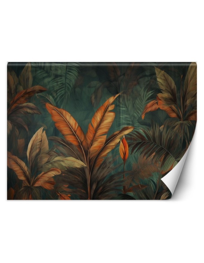 Stylish wallpaper - Photo wallpaper Tropical leaves flowers | FEEBY