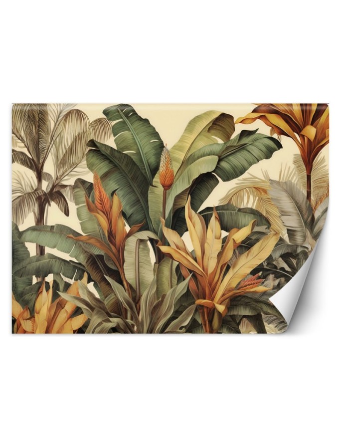 Wall mural Banana leaves in...