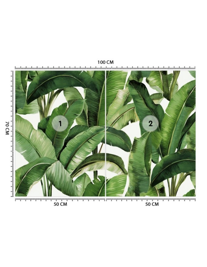 Wall mural for bedroom - Green tropical leaves | FEEBY