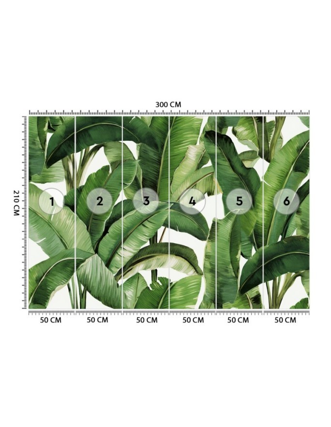 Wall mural for bedroom - Green tropical leaves | FEEBY